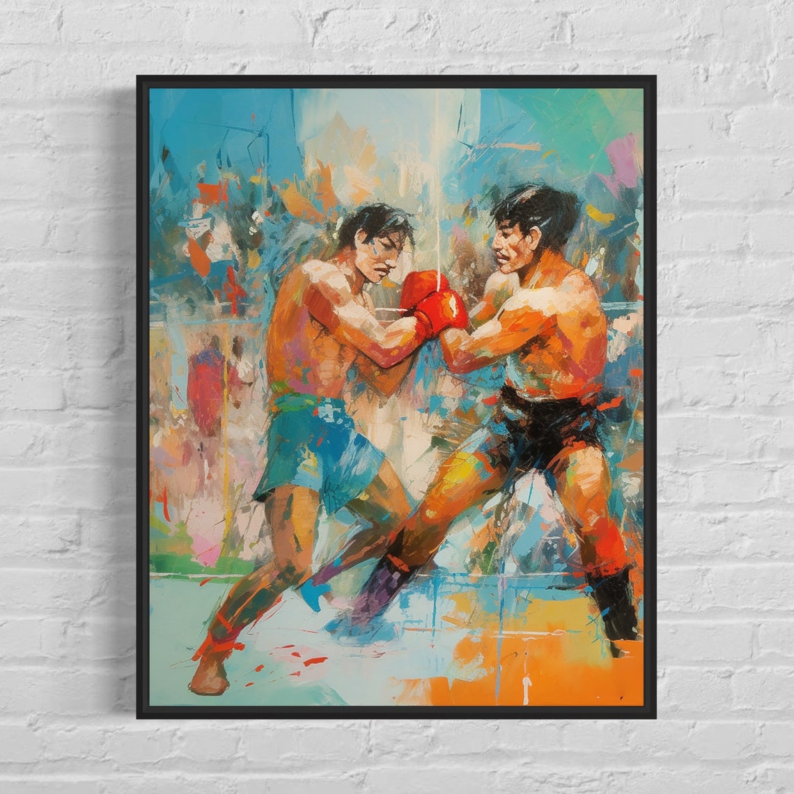 Muay Thai Fighters Colorful Abstract Combat Sport Art Poster