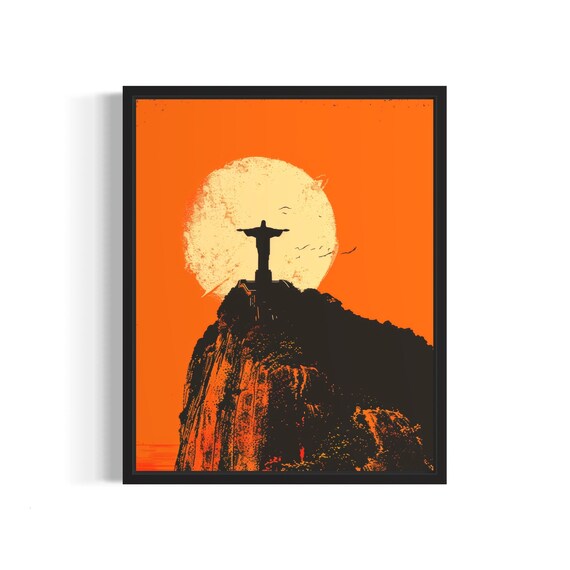 Christ the Redeemer Rio de Janeiro Iconic Sunset Silhouette Poster