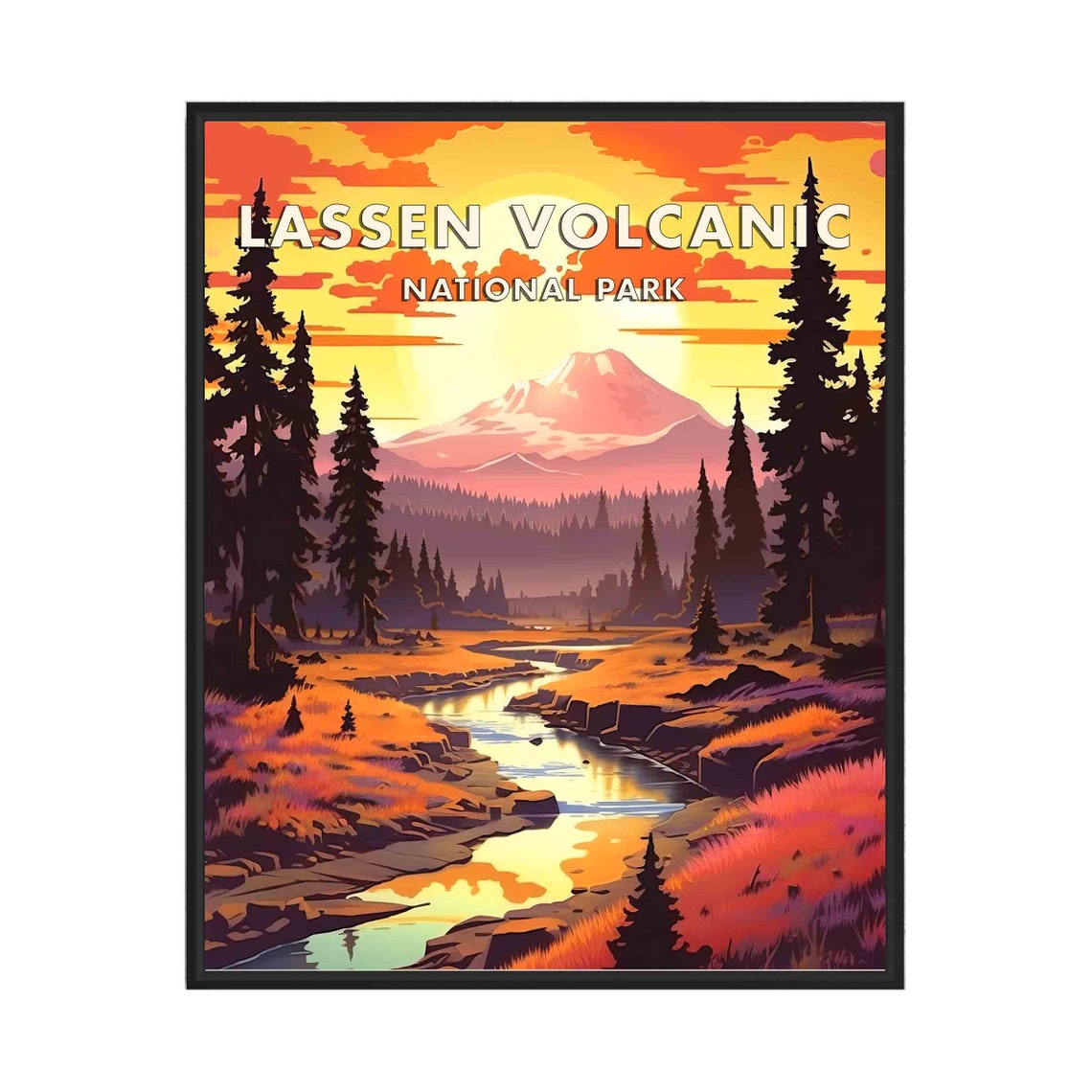 Lassen Volcanic National Park Sunset California Mountain Poster