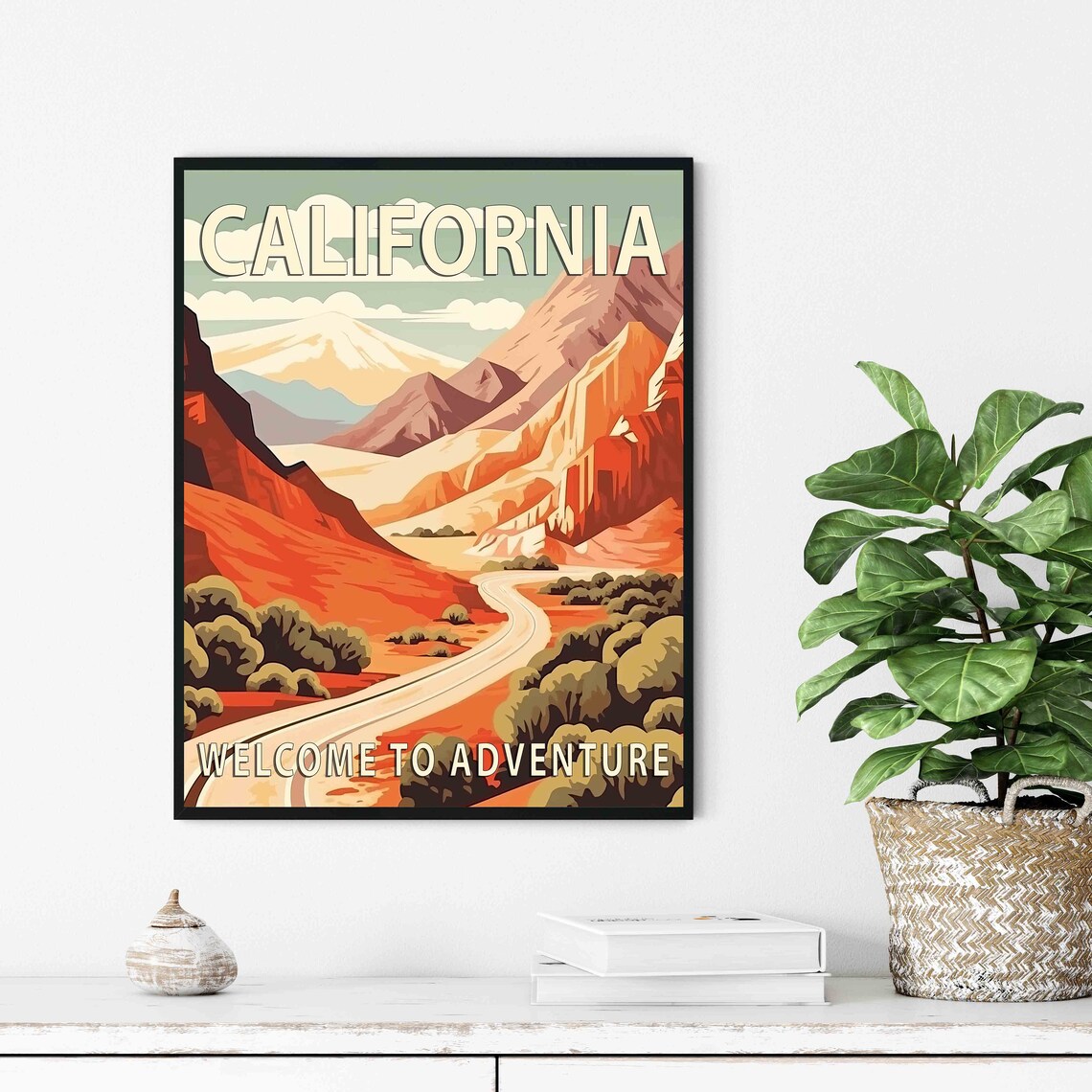 California Desert Canyon Highway Red Rock Vintage Travel Poster - Image 2