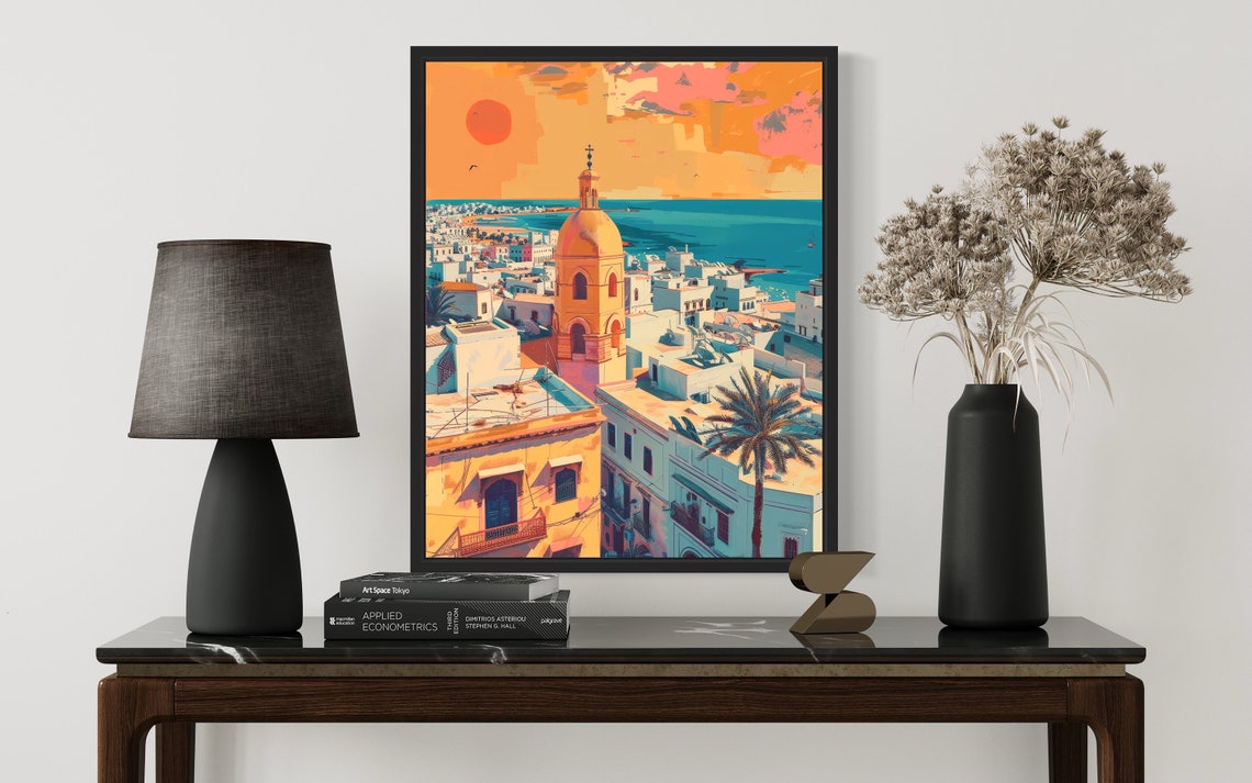 Tunis Tunisia Old City Domed Bell Tower Sunset Coast Art Poster - Image 2