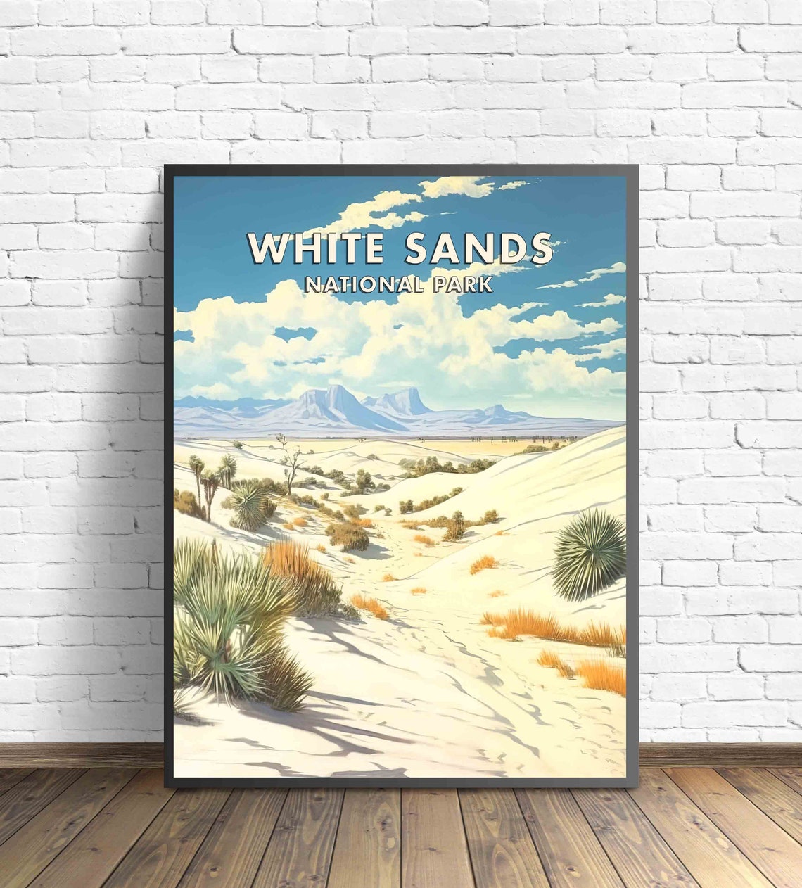 White Sands National Park Poster with Desert Dunes and Peaks - Image 2