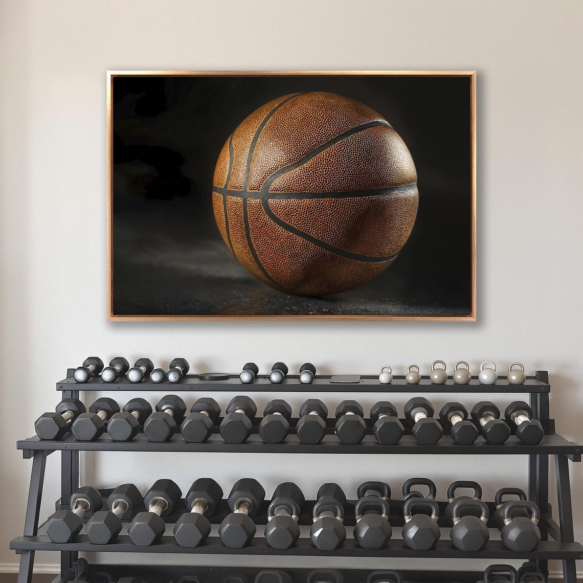 Worn Leather Basketball Close Up On Dark Moody Vintage Poster - Image 4