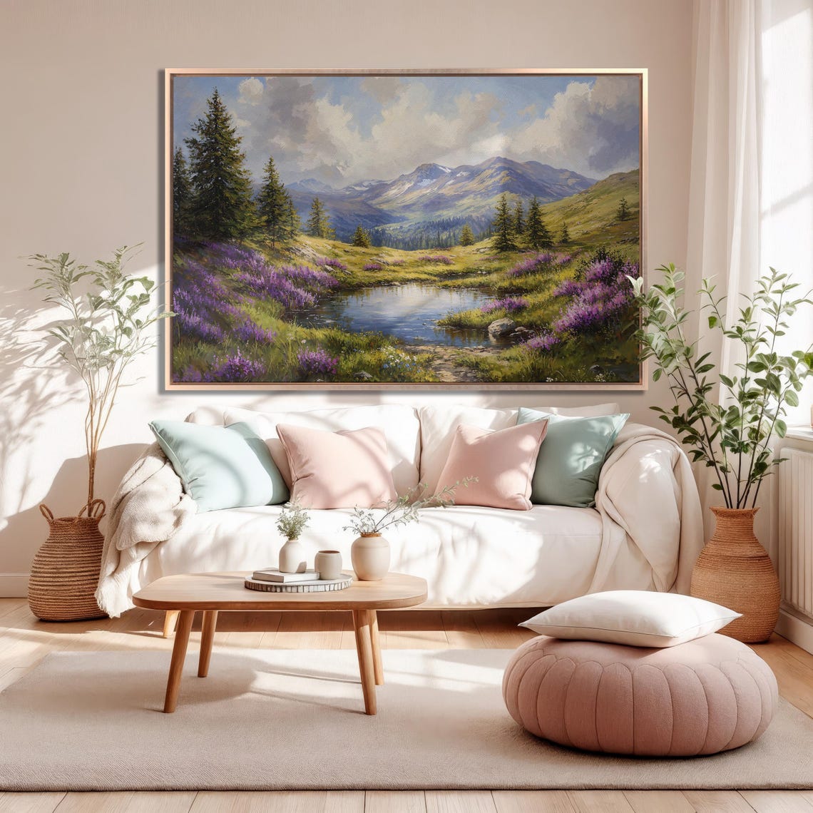 Mountain Landscape Framed Print Large Nature Wall Art Countryside Art Vibrant Scenery Tranquil Home Decor Ready To Hang Gift - Image 5