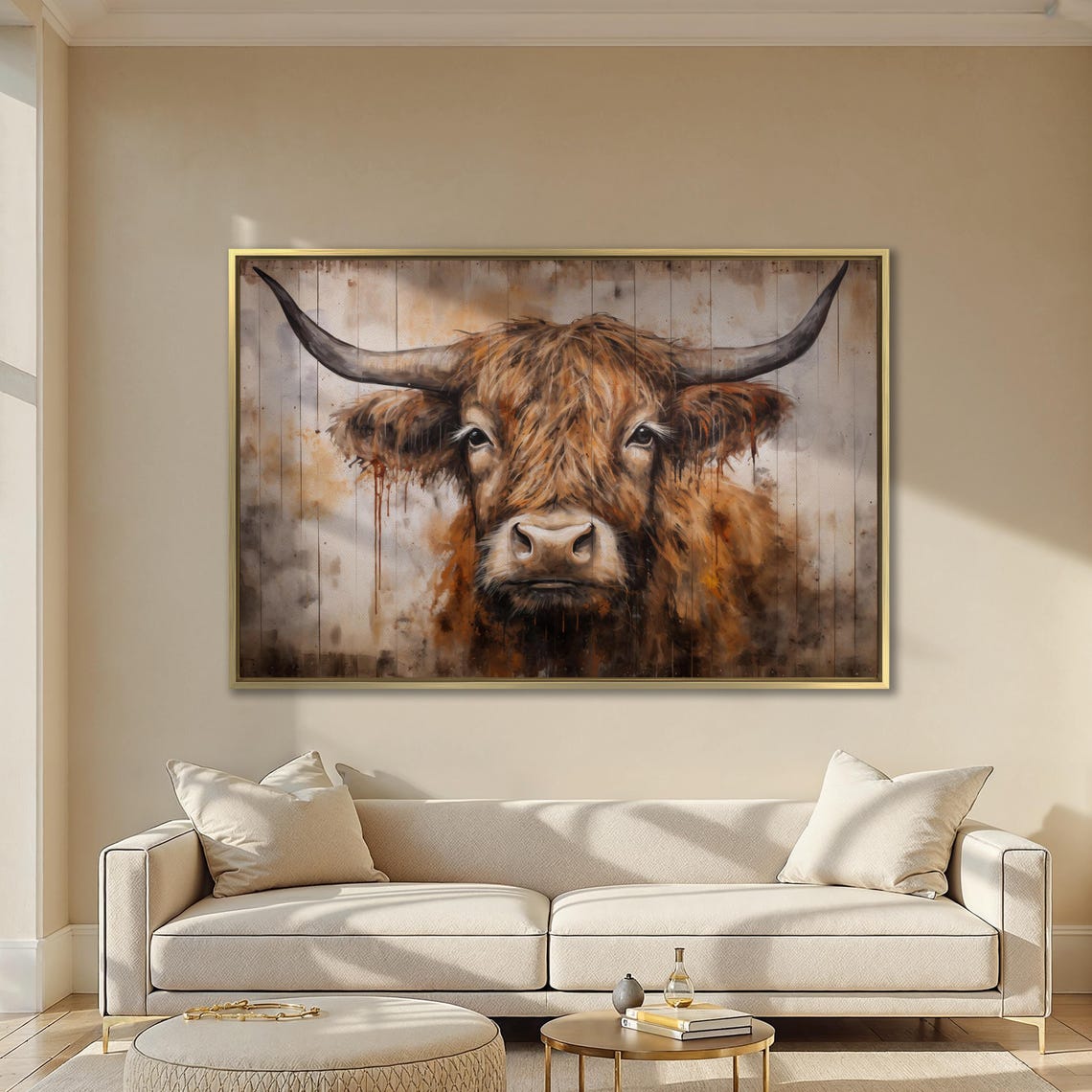 Highland Cow Close-Up Watercolor Rustic Farmhouse Cattle Poster - Image 2
