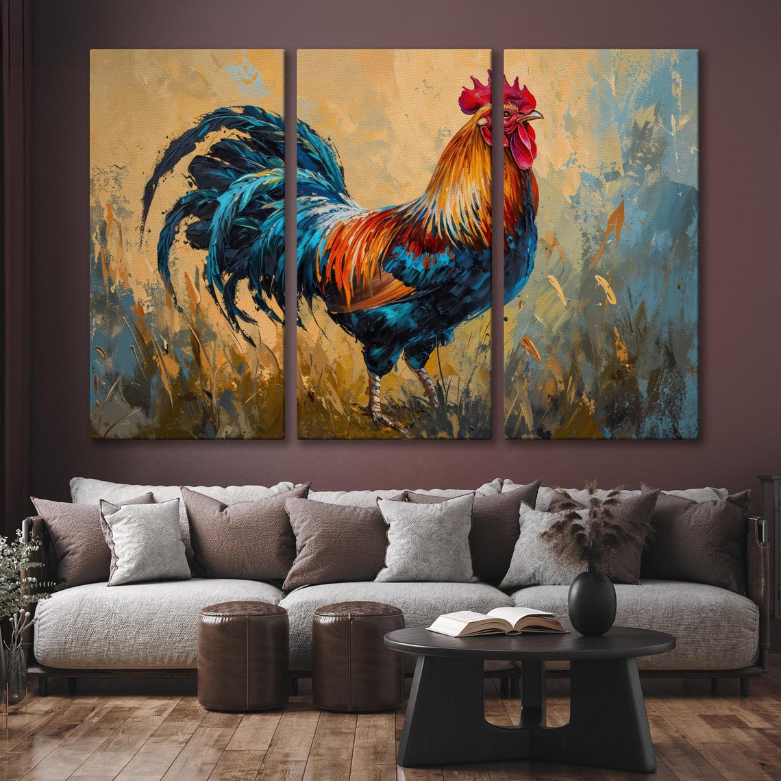 Vibrant Rooster Portrait Farmhouse Poultry Colorful Wall Art - Image 6