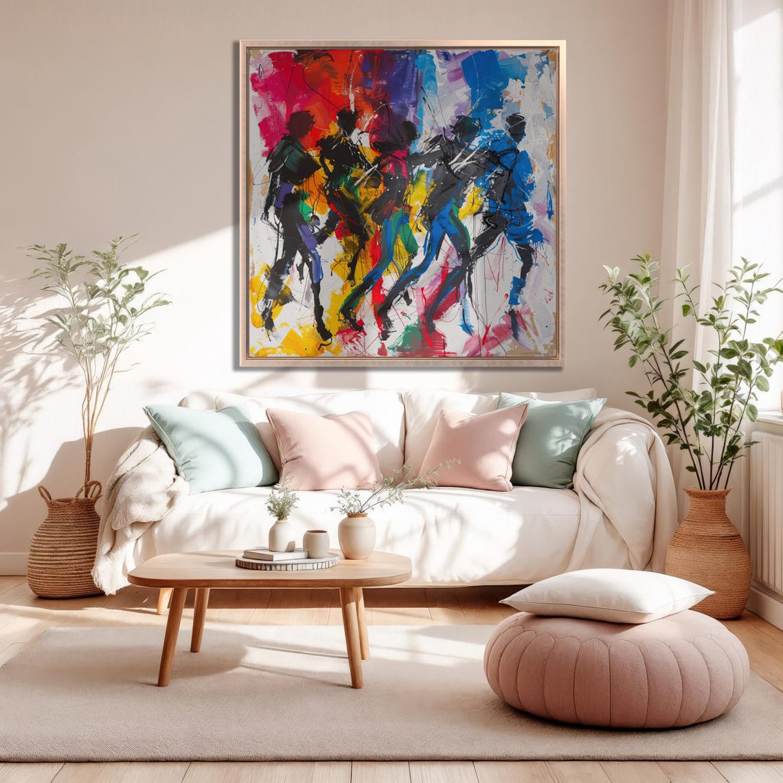 Abstract Dancing People In Vibrant Color Rhythm Painting Art Poster - Image 2