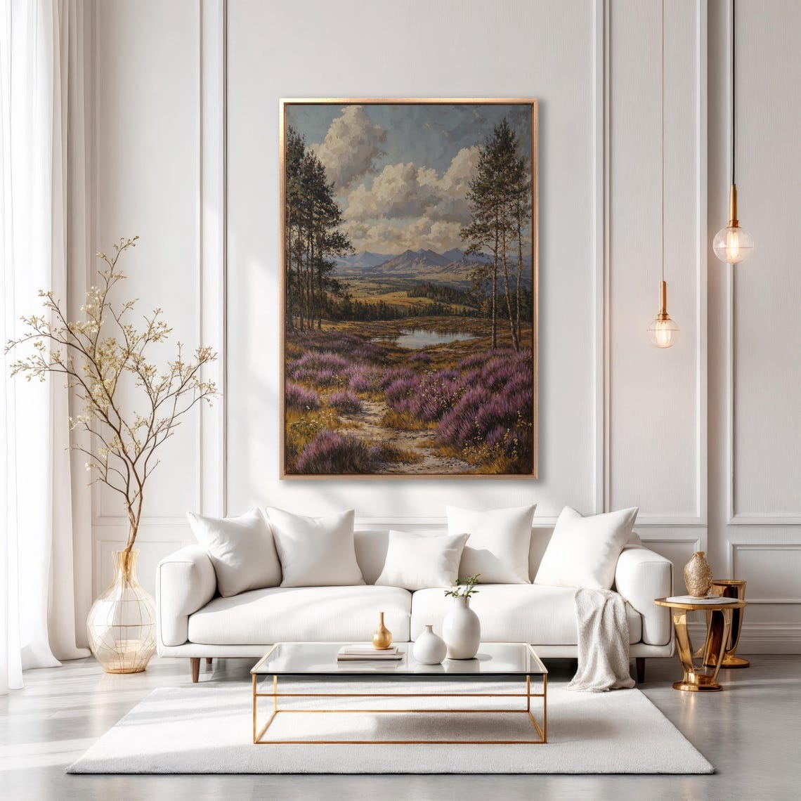 Mountain Valley Vista With Pine Trees and Heather Field Poster - Image 6