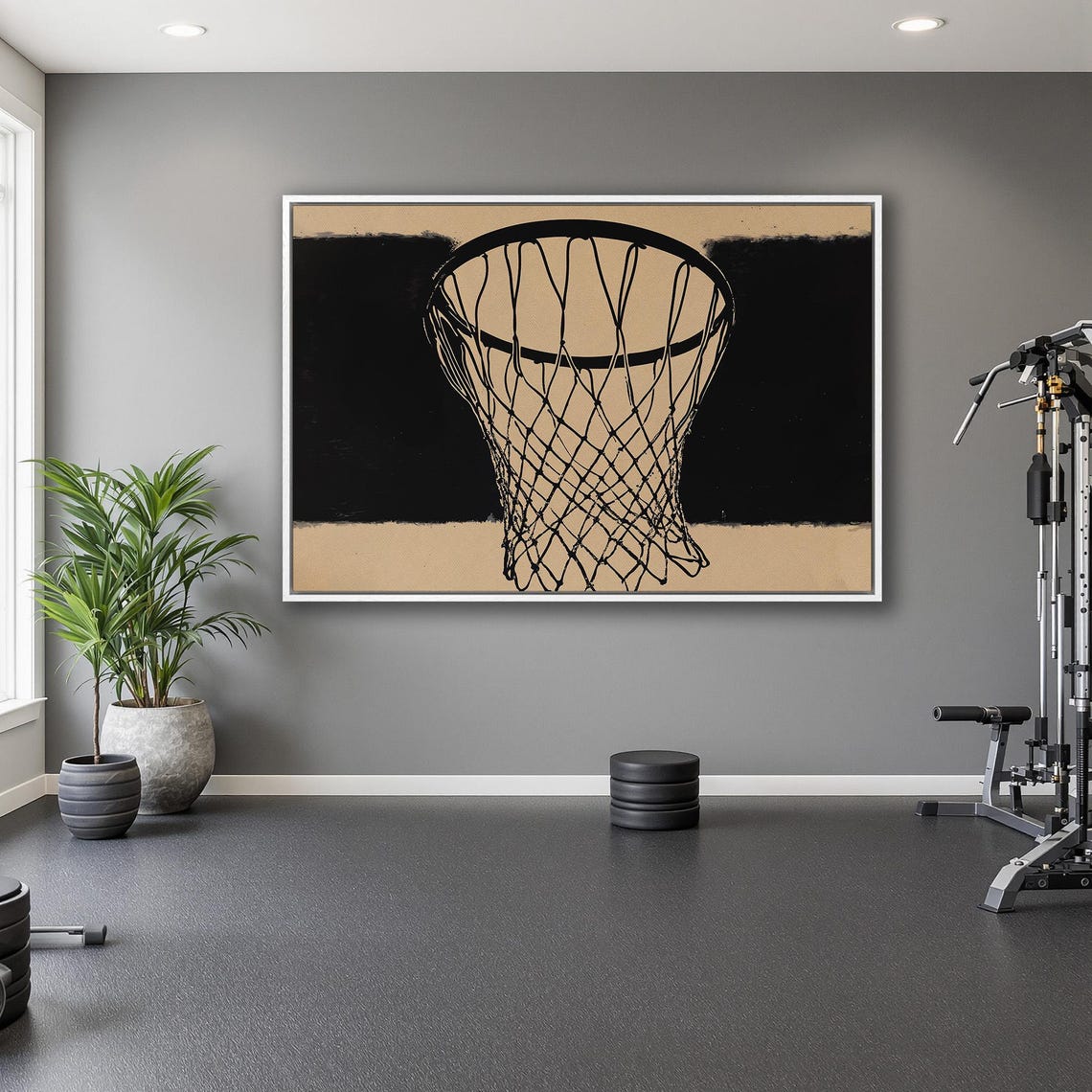 Basketball Hoop Framed Wall Art Minimalist Sporty Painting Print Teenager Room Wall Decor Modern Sports Poster Ready To Hang Gift - Image 5