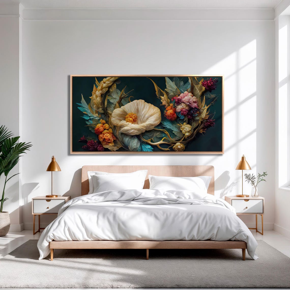 Moody Baroque Floral Dark Academia Vintage Flower Large Wall Art - Image 3