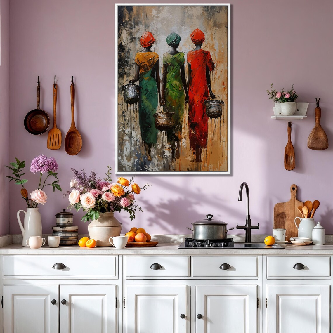African Woman Abstract Masai Art Print, African Culture - Image 3
