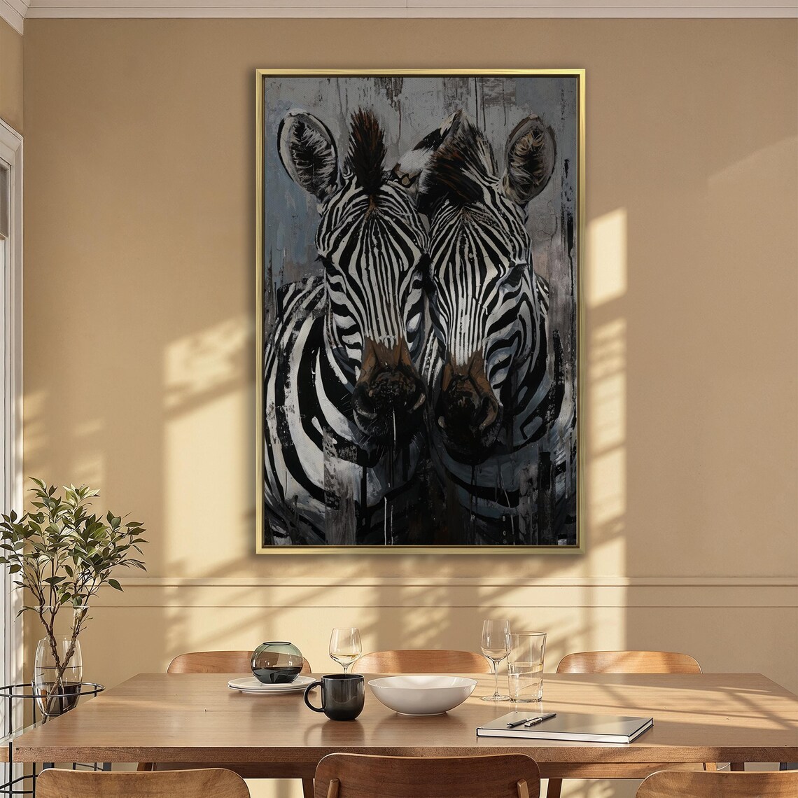 Abstract Pair of Zebras, Wildlife Wall Art Print