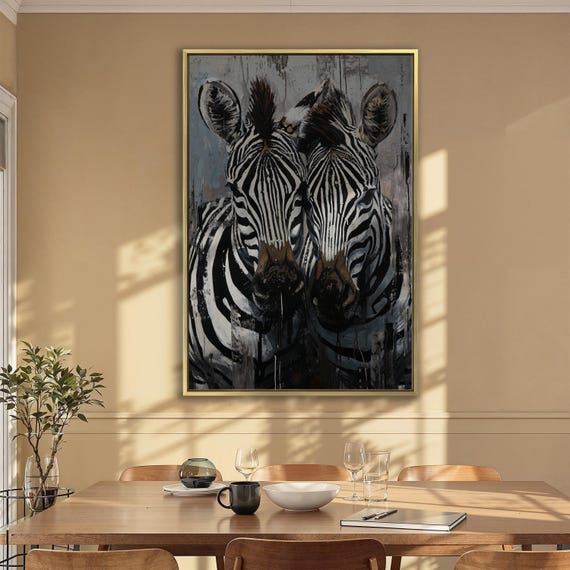 Abstract Pair of Zebras, Wildlife Wall Art Print