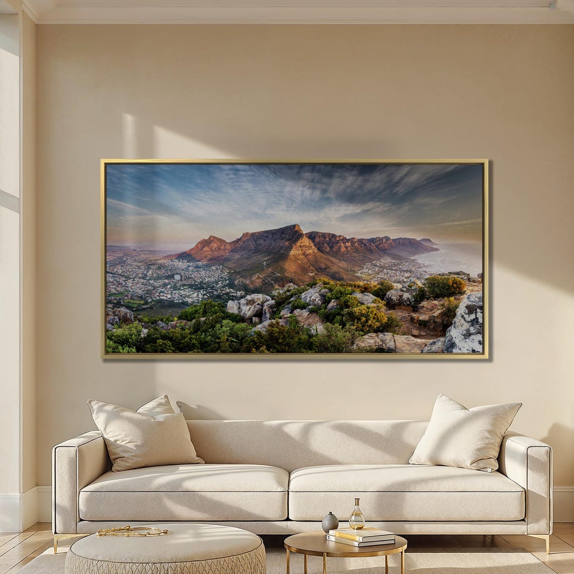 Table Mountain Cape Town South Africa Golden Light Panoramic Wall Art - Image 3