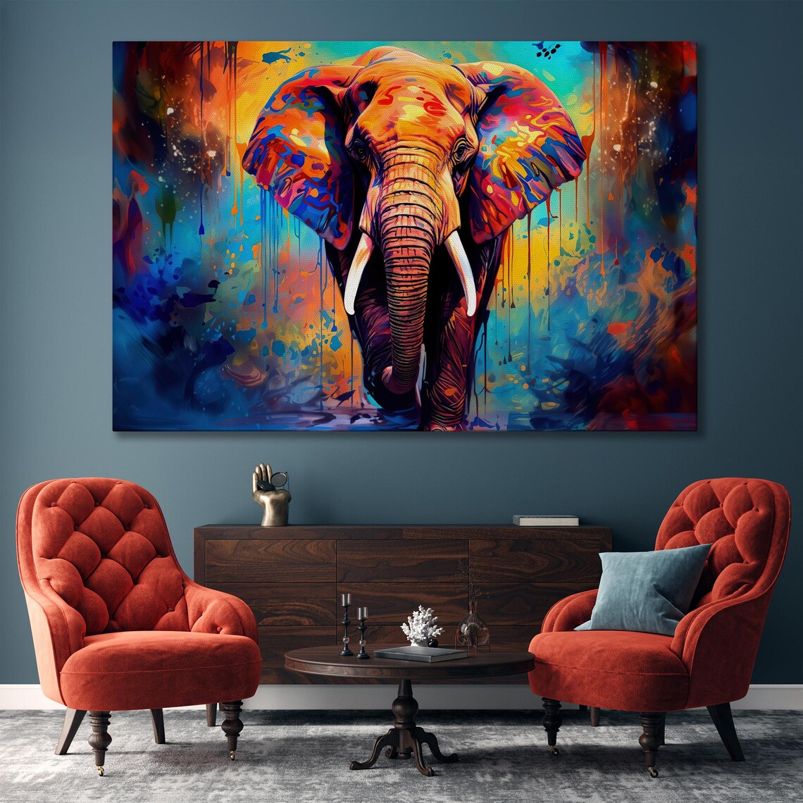 Colorful Elephant Animal Portrait Wall Art Print - Image 4