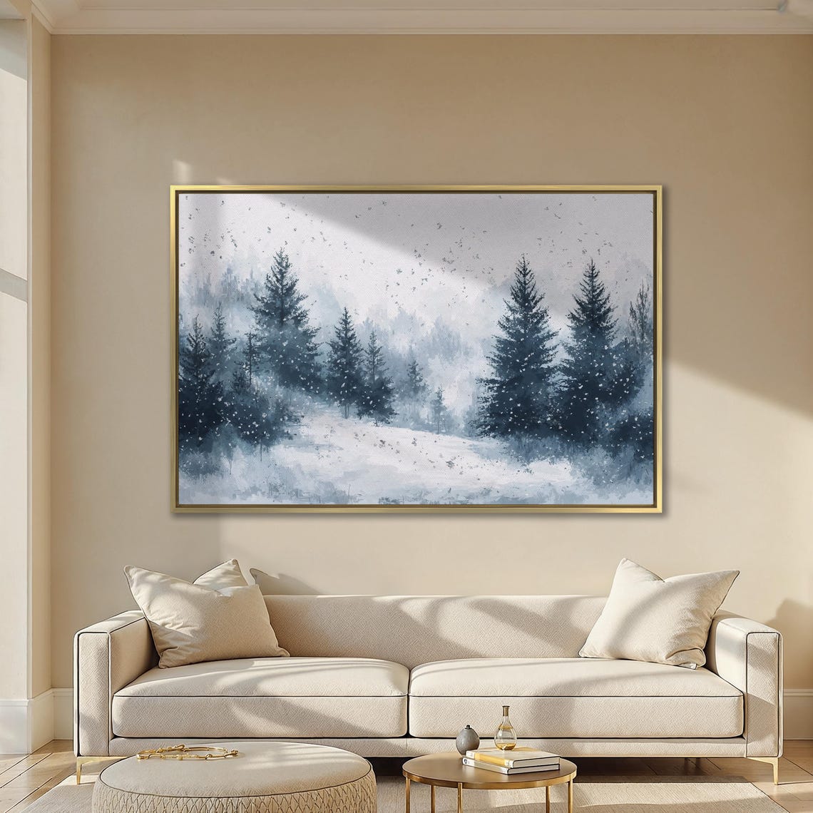 Snowy Evergreen Forest In Falling Snow Winter Landscape Poster - Image 2