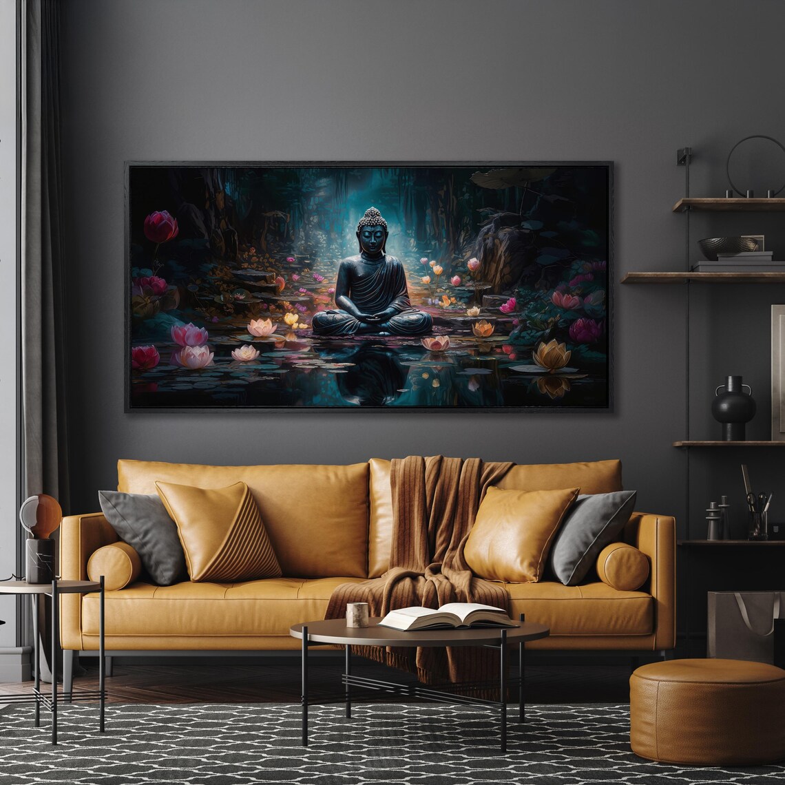 Buddha Statue Art Print, Abstract Meditation Wall Art - Image 3