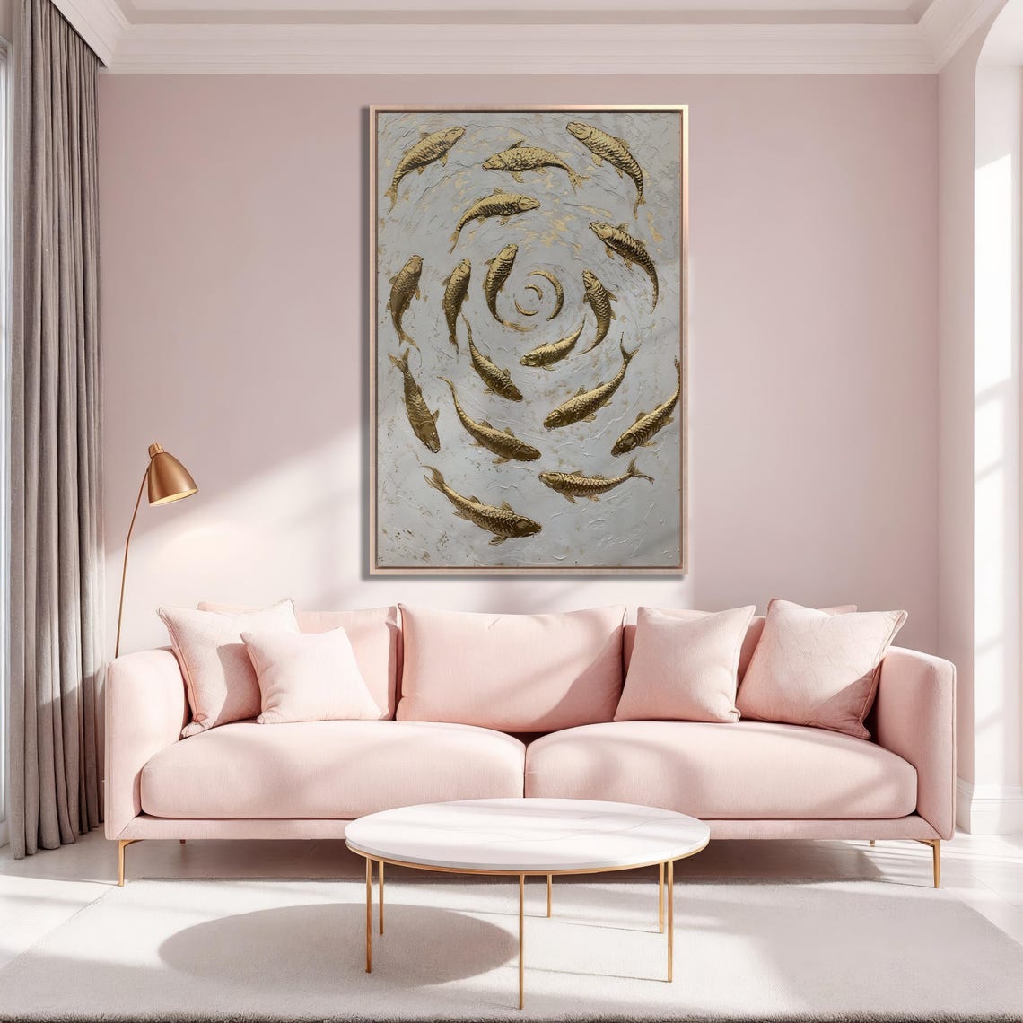 Spiral School of Golden Koi Fish Abstract Luxury Decor Art Poster - Image 3