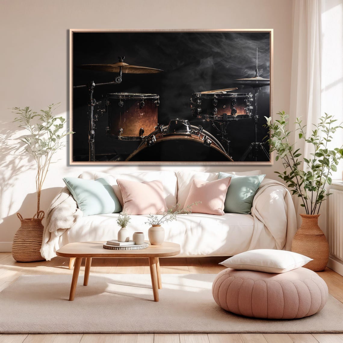 Drum Kit on Dark Stage Close-Up Percussion Instrument Photo Poster - Image 2
