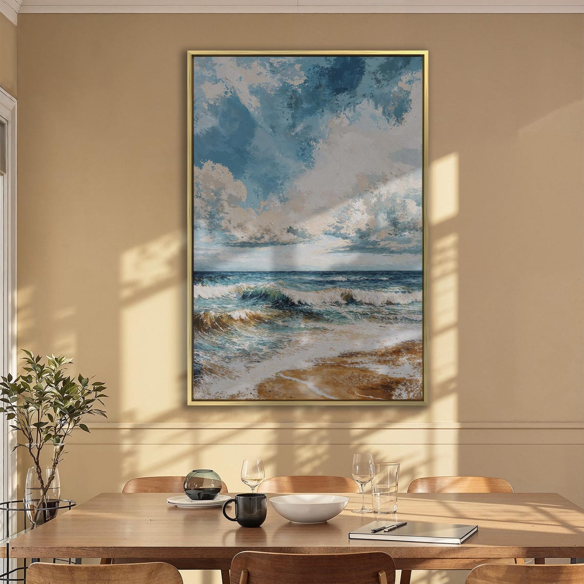 Tranquil Beach Scene Framed Print Ocean Shore Art Coastal Nautical Decor Ready To Hang Large Wall Art Gift Idea For Her - Image 2