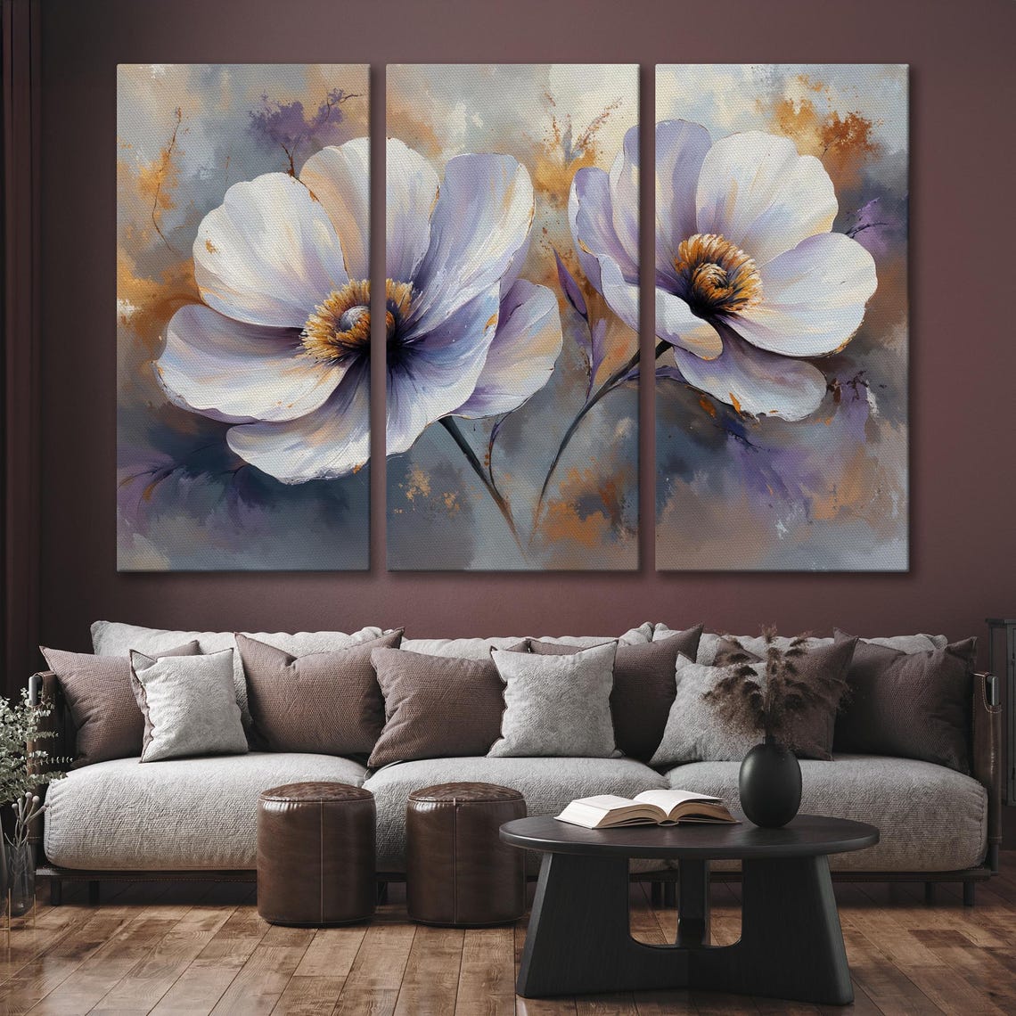 White Anemone Flower Duo Painted In Lavender Botanical Poster - Image 6
