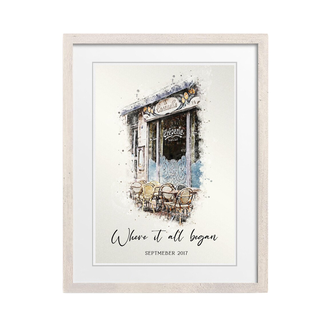 Custom Watercolor Paris Art Shop Our First Adventure Gift Poster - Image 4