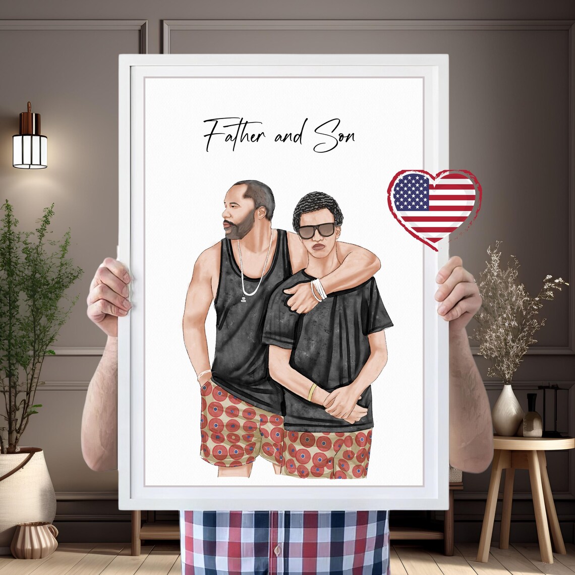 Custom Watercolor Grandparents Family Portrait Personalized Poster - Image 3