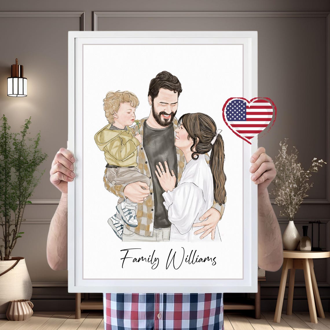 Custom Family Portrait Hand Painted Family Print Drawing From Photo Hand Drawn Watercolor Painting Gift For Mom Dad Grandparents Gifts - Image 4