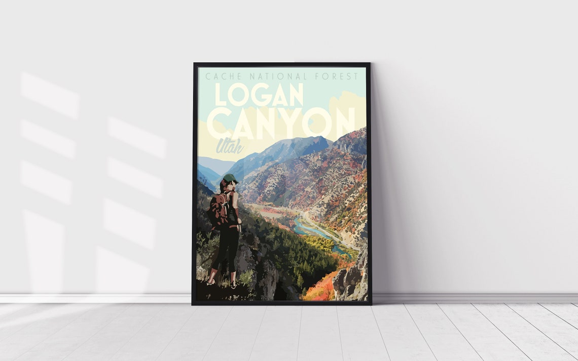 Logan Canyon Utah Hiker in Cache National Forest Travel Poster