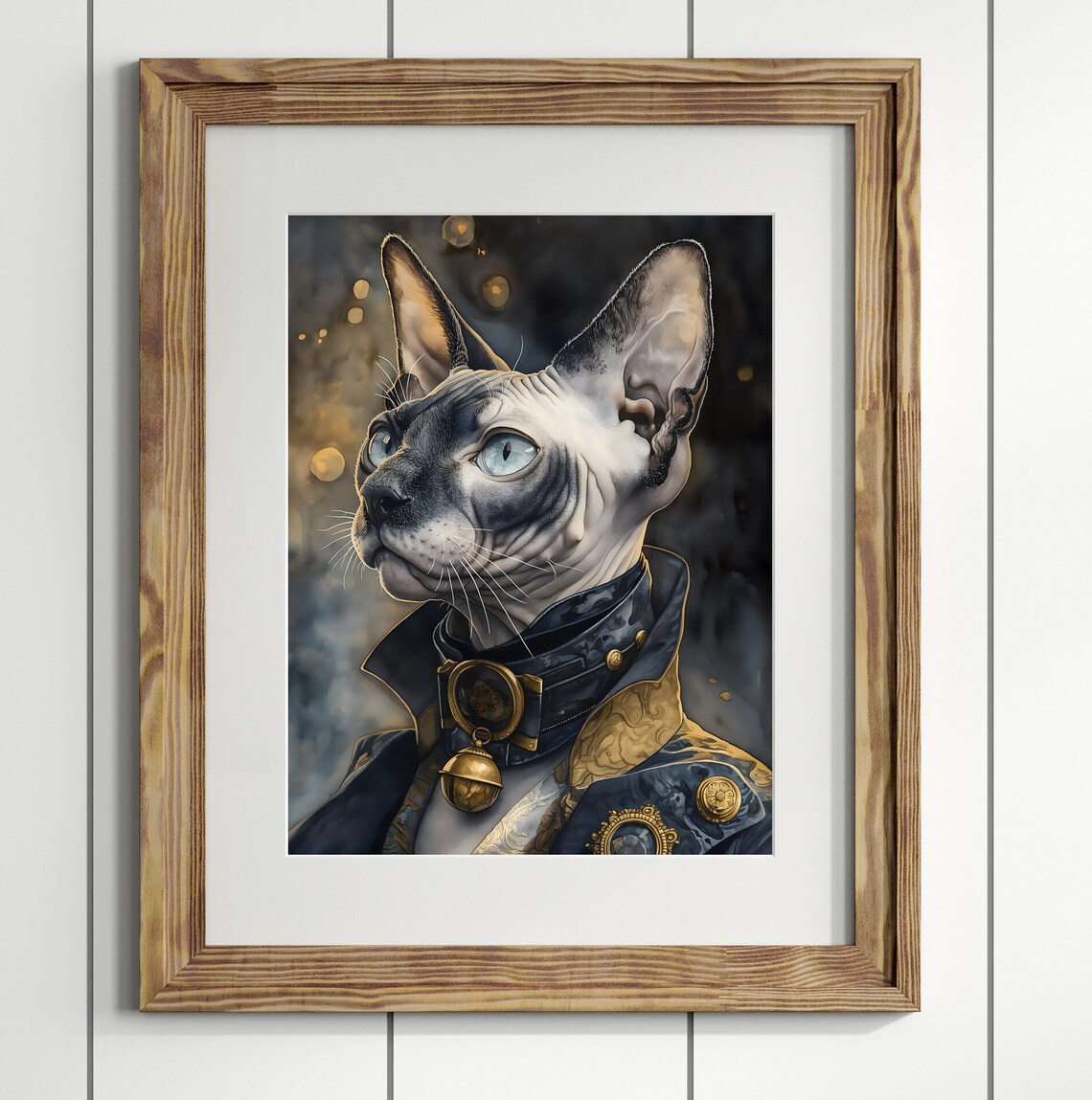Sphynx Cat In Victorian Aristocrat Coat Moody Steampunk Pet Portrait Poster - Image 3