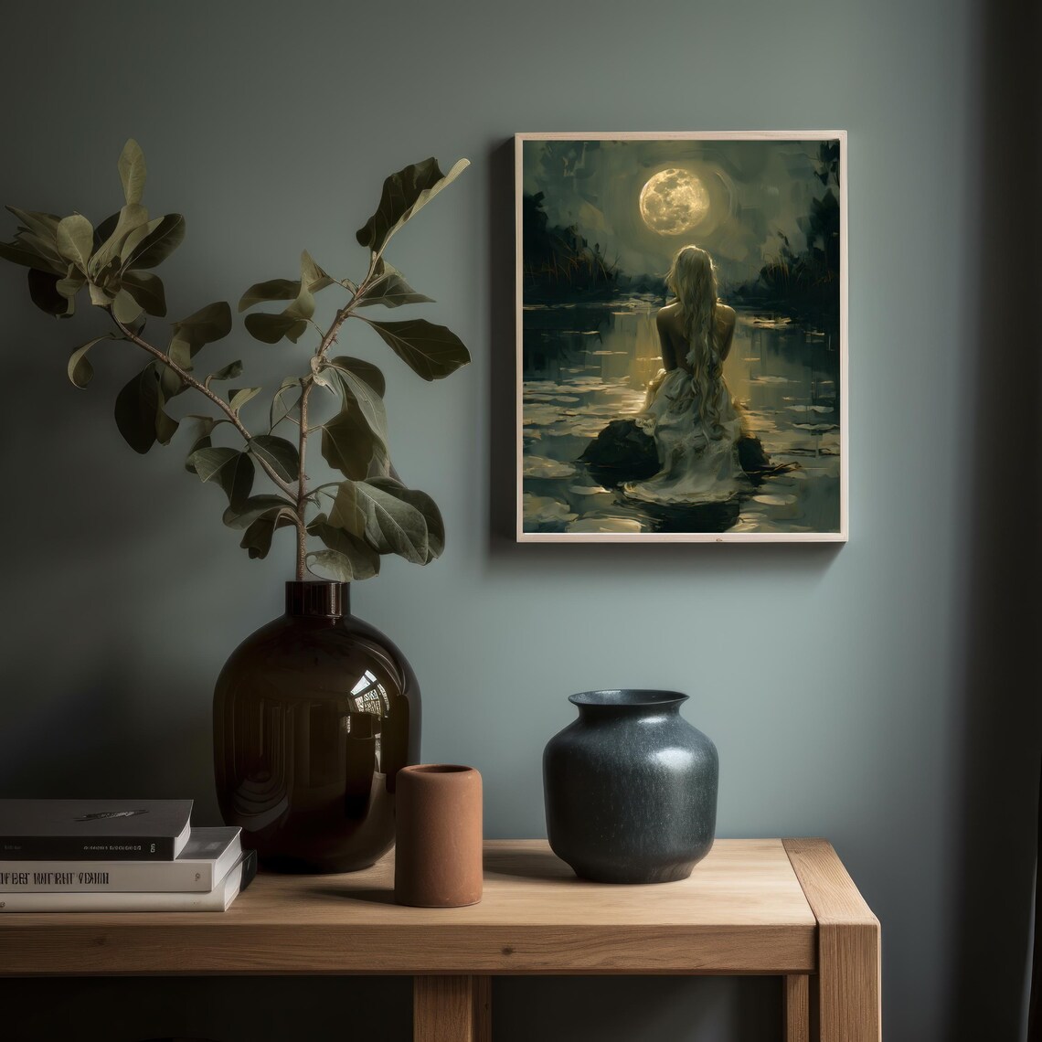 Selene and Moon Art Print, Dark Academia Gothic - Image 2