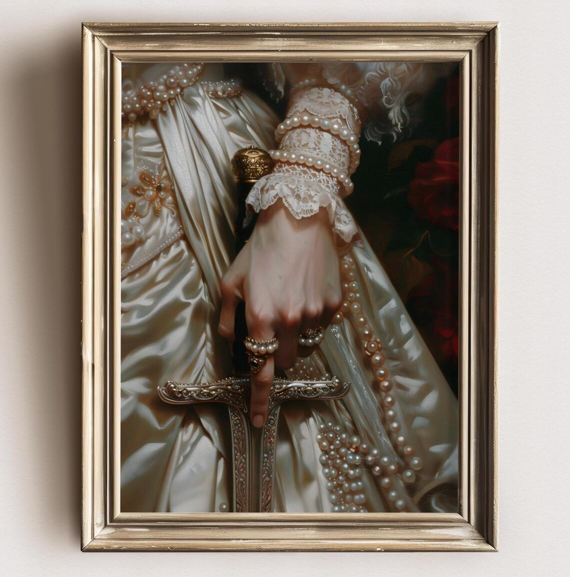 Victorian Dagger and Lace Art Print, Moody Decor