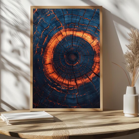 Moody Tree Ring Wall Art Abstract Colorful Tree Ring Wall Decor Dark Modern Farmhouse Dark Aesthetic Print Dark Cottagecore Art