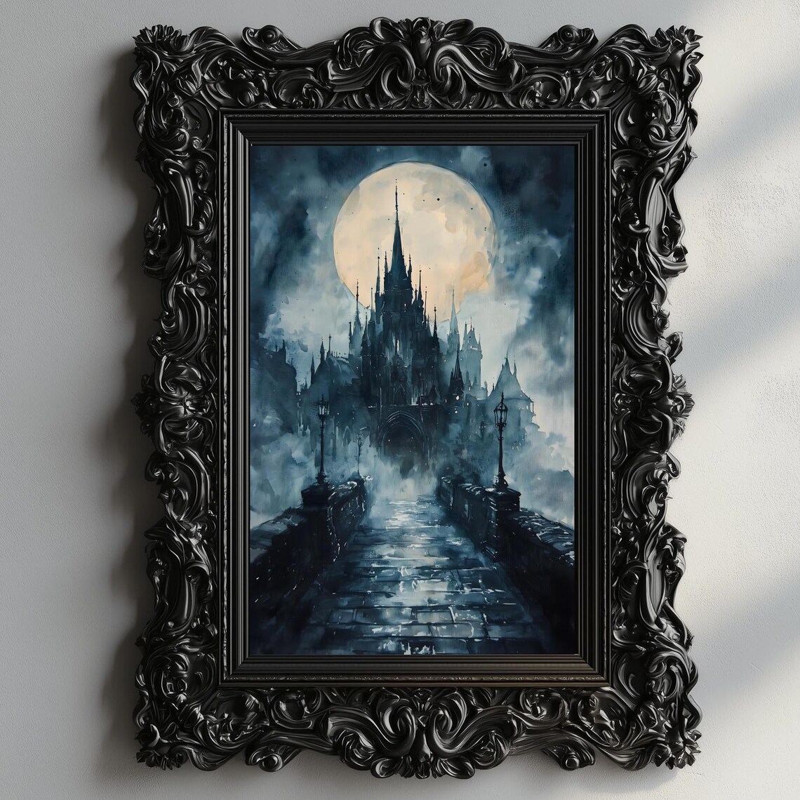Vampire Castle Art Moody Gothic Decor Victorian Painting Dark Academia Art Draculas Castle Print Gothic Home Decor Gift