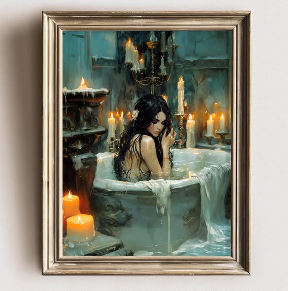Witch In Bathtub Dark Academia Wall Art Print