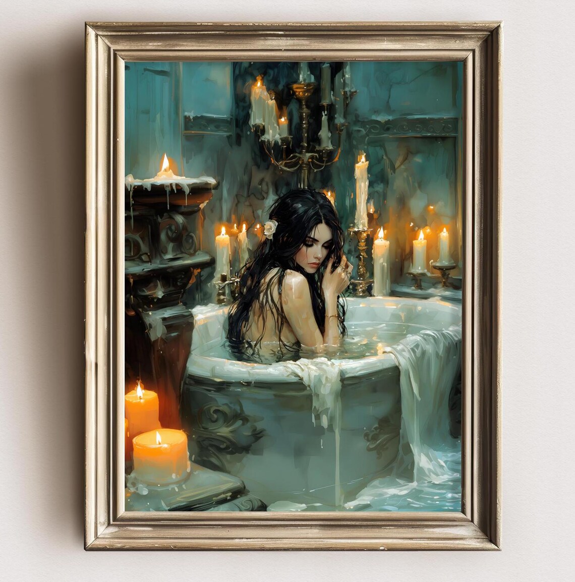 Witch In Bathtub Dark Academia Wall Art Print