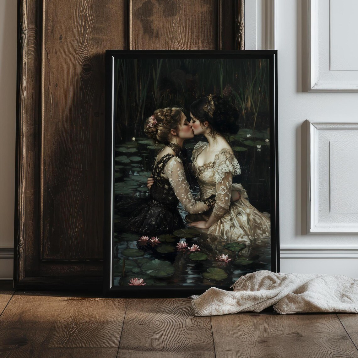 Girlfriends Lake Gothic Art Print, Dark Academia - Image 2