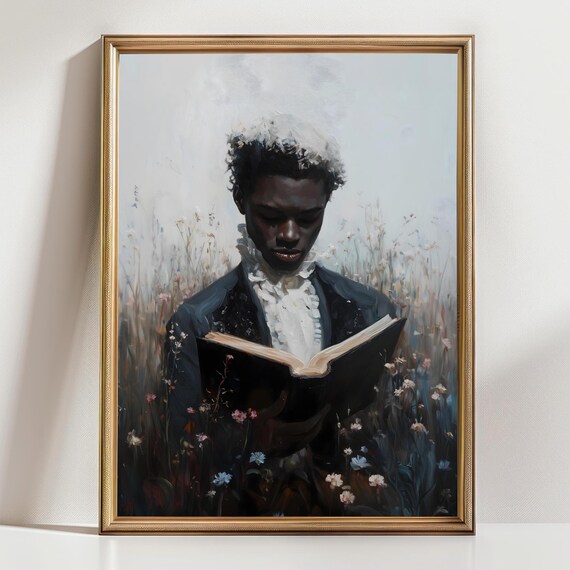 Young Gentleman Reading In Misty Wildflower Field Soft Victorian Art Poster