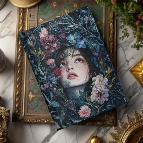 Dark Botanical Aesthetic Notebook Vintage Style Hardcover Journal Dark Decor Aesthetic Dark Cottagecore Gothic Notebook Dark Floral