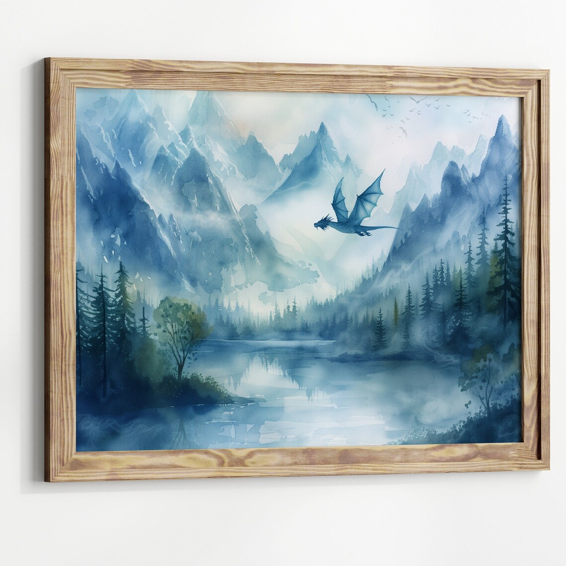 Forest Dragon Watercolor Art, Dark Academia Poster