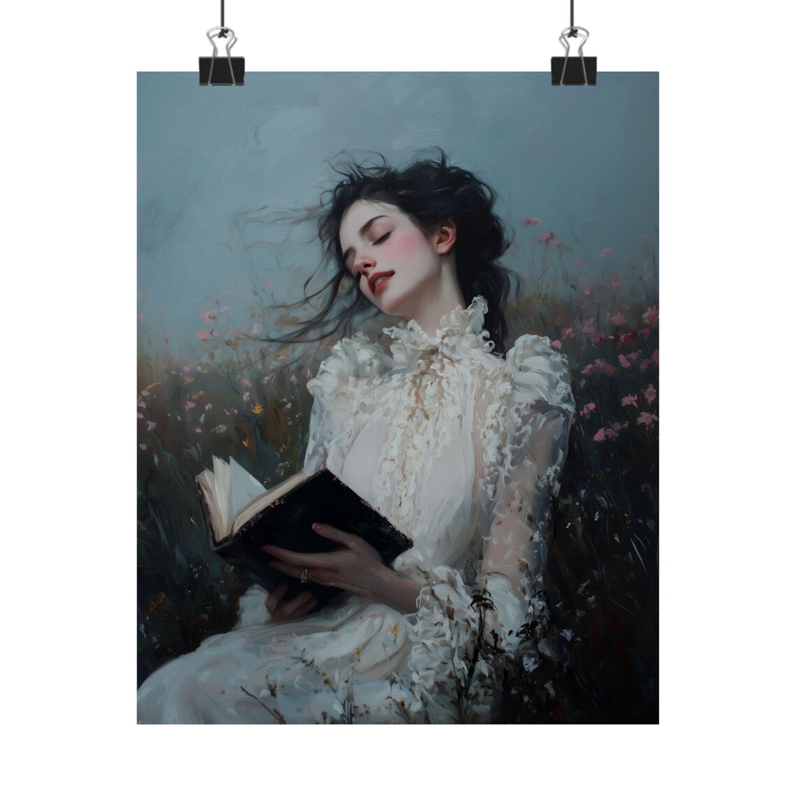 Woman Reading Vintage Boho Poster, Dark Academia - Image 2