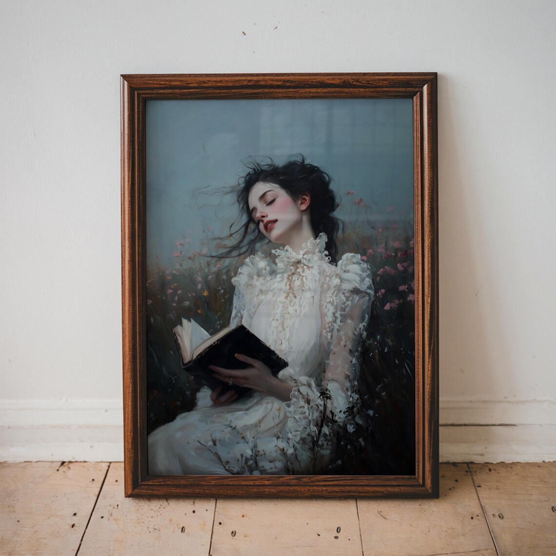 Woman Reading Vintage Boho Poster, Dark Academia - Image 3