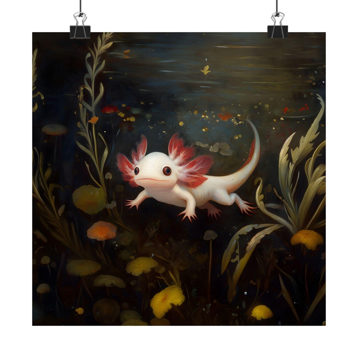 Axolotl Goth Waterdragon Art Print, Dark Academia - Image 2