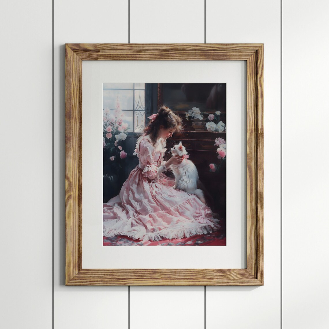 Victorian Coquette Cat, Light Academia Art Print - Image 3