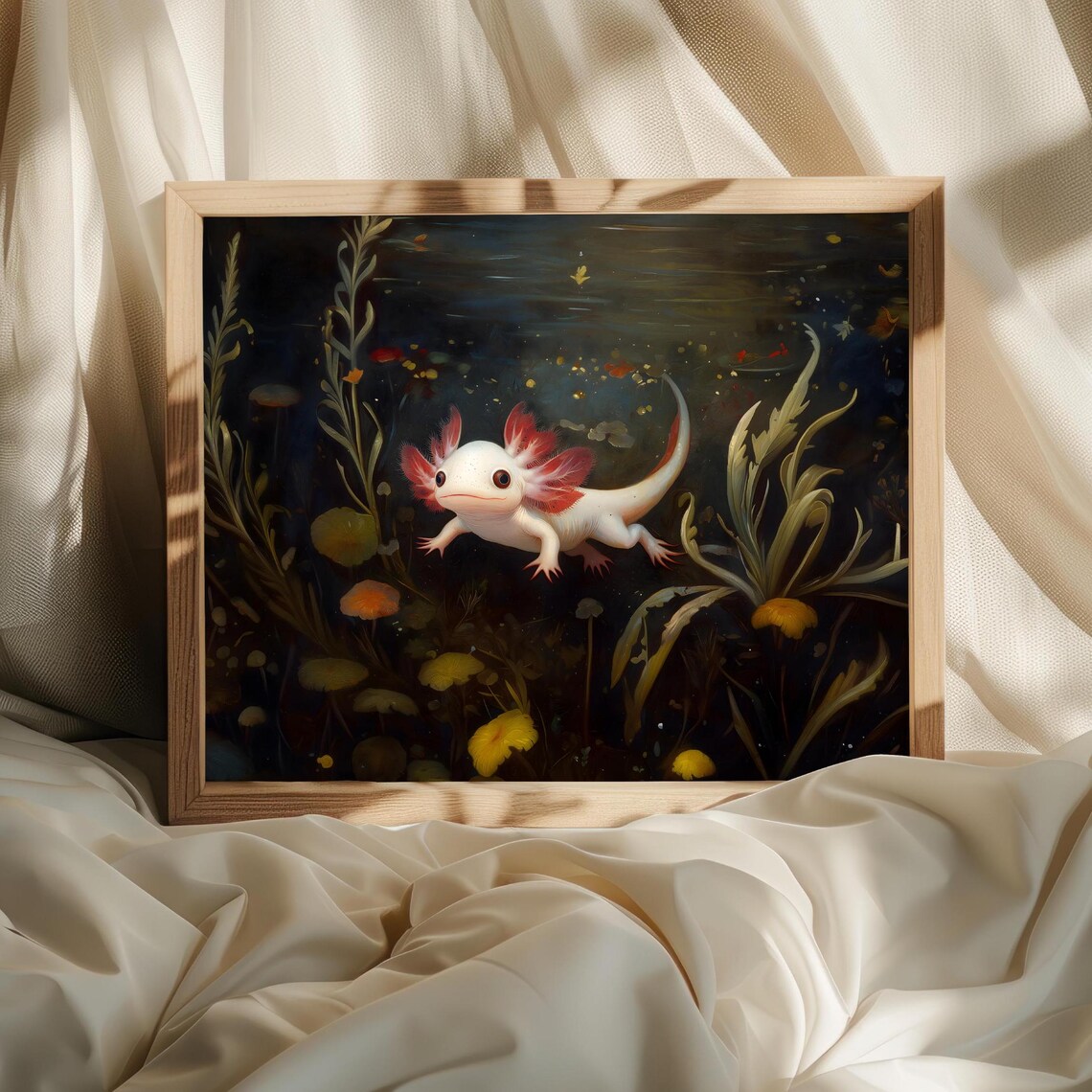 Axolotl Goth Waterdragon Art Print, Dark Academia - Image 5
