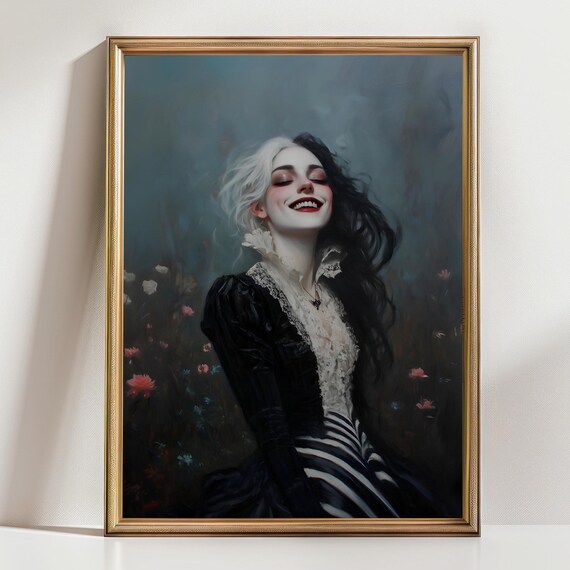 Happy Witch Dark Academia Print The Pond Goth Moody Victorian Wall Art Dark Decor Aesthetic Dark Cottagecore Gothic Prints