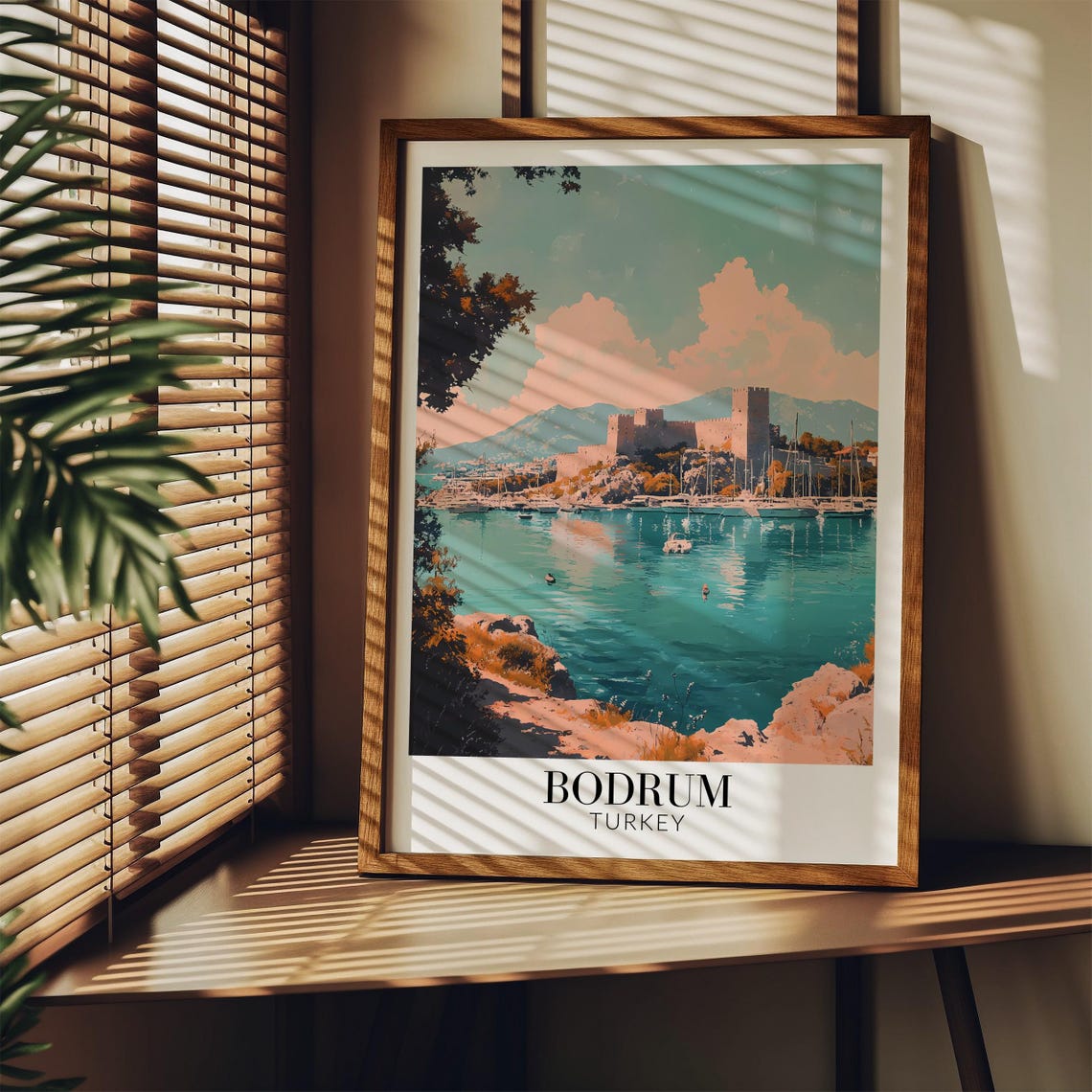 Bodrum Turkey Sunset Over the Castle Harbor Marina Travel Poster - Image 3