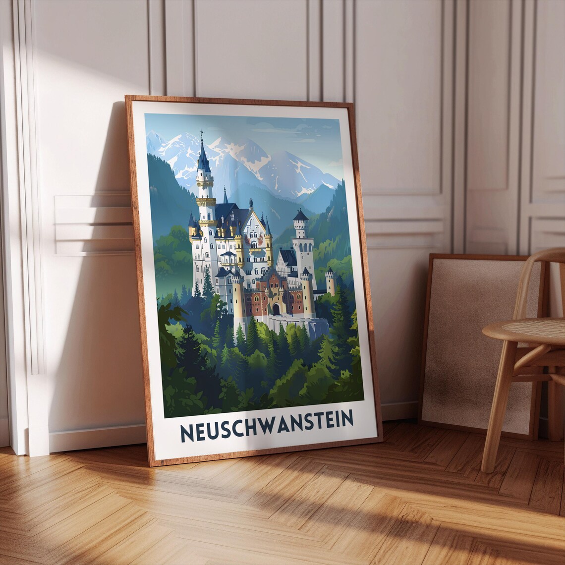Neuschwanstein Castle Travel Poster, Bavarian Landmark - Image 3