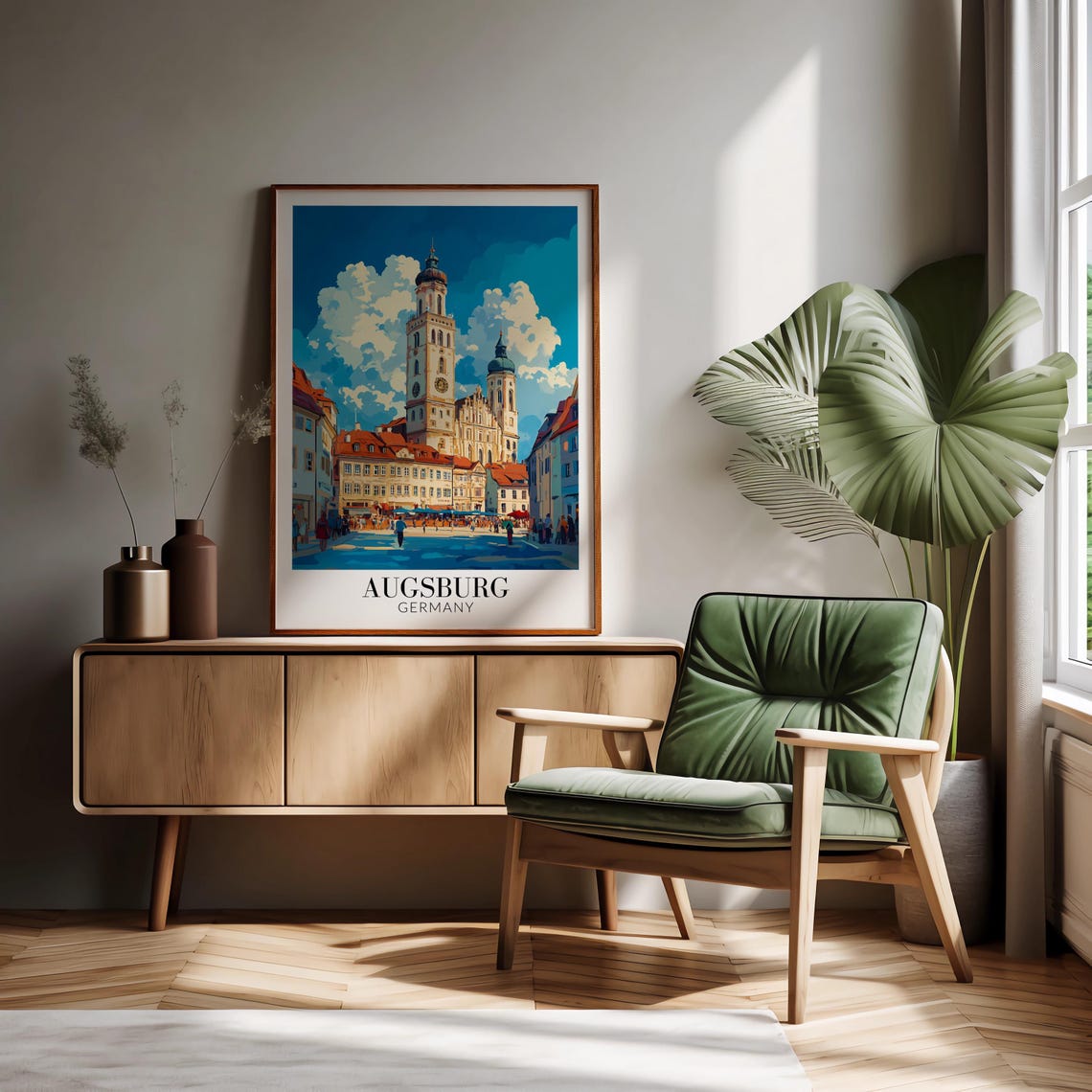 Augsburg Town Hall Square Perlachturm Old Town Germany Poster - Image 3