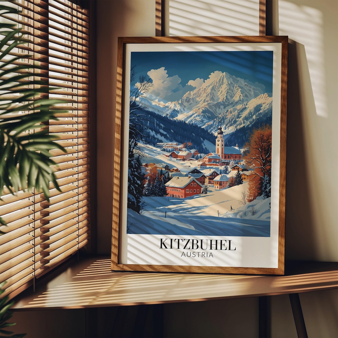 Kitzbuehel Austria Snowy Village Church Tower Winter Travel Poster - Image 3